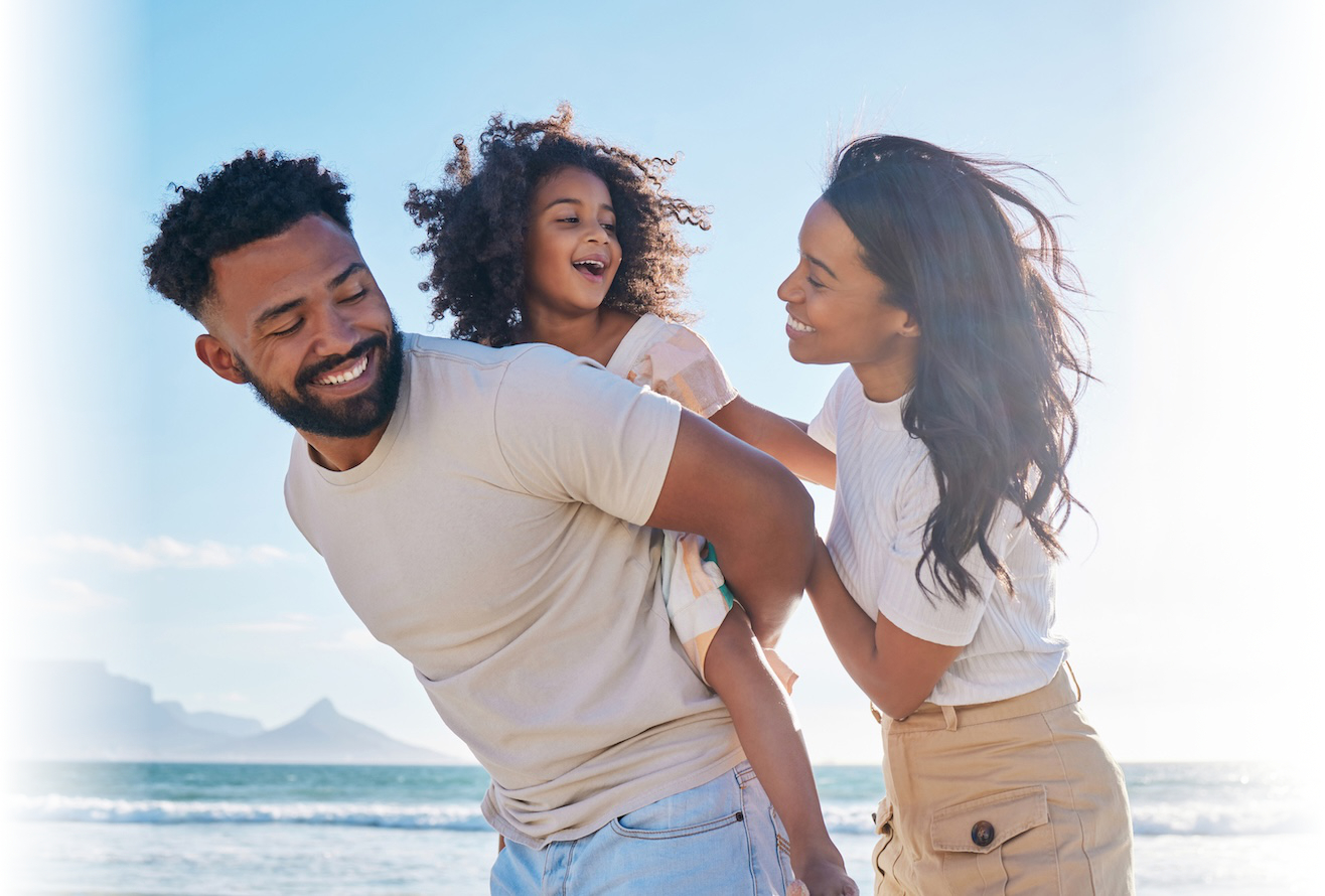 Family with child on beach